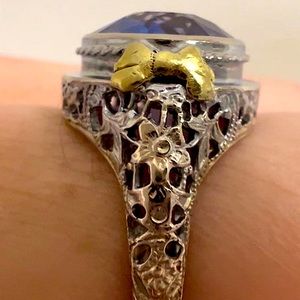 ✨See Video✨Estate Ceylon Sapphire Antique Art Deco Filigree Ring Solid 14k Gold
